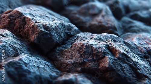 Close-Up Texture of Rough Stone Surface with Varied Color Tones Highlighting Natural Patterns and Intricate Details in Rock Formation