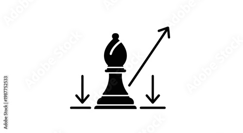 Black chess piece with arrows moving.