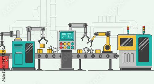Industrial robotic assembly line machine 1.