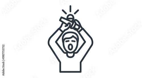 Person with hands on head excited.