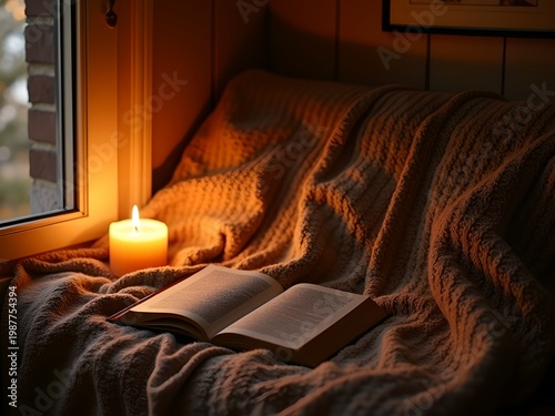 A cozy ambiance with a bed covered in a blanket, suggesting it's in use. A window is open, allowing for natural light that softly illuminates the room