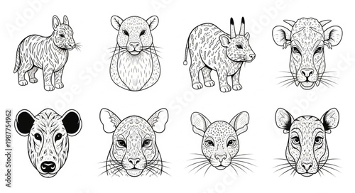 Canvas Print set of animals