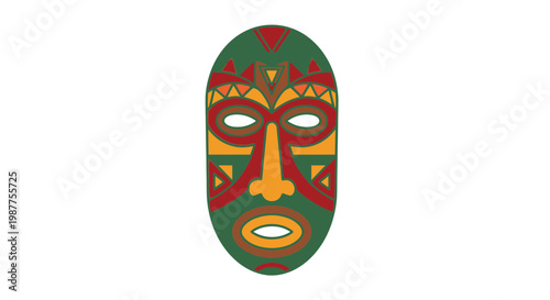 Colorful tribal mask with patterns.