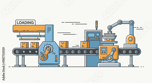 Industrial robotic arm on conveyor belt.