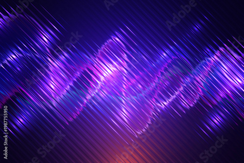 Billede på lærred Abstract neon glass texture background with diagonal prism lines and glowing pur