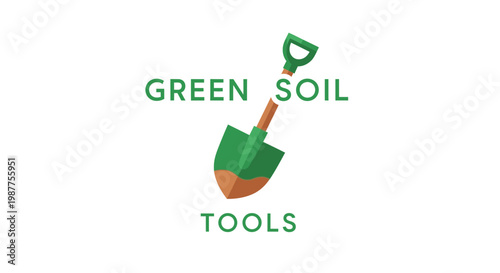 Green garden shovel with handle 2.