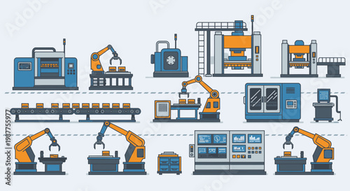 Industrial robotic arms in factory 4.