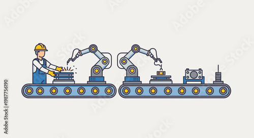 Industrial robotic assembly line worker.
