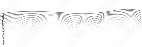 Abstract wave element for design. Digital frequency track equalizer. Stylized line art background. Vector illustration. Wave with lines created using blend tool. Curved wavy line, smooth stripe.