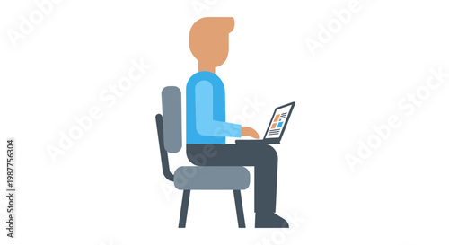 Man sitting on chair using laptop.