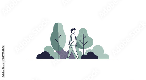Man Walking Alone on a Path.