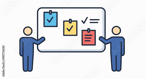 Two businessmen holding checklist board.