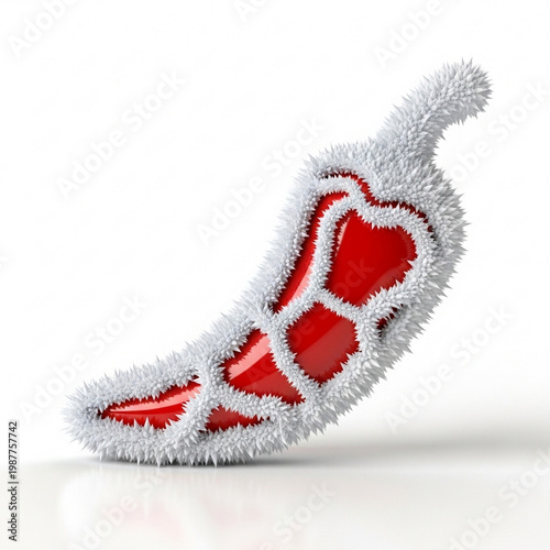 Frozen Chili Pepper with Ice Texture Creative Render