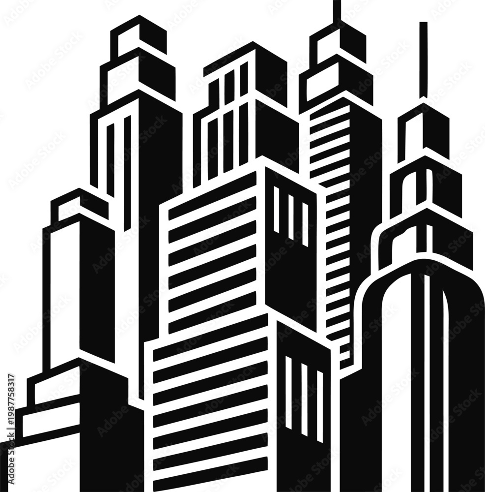 Obraz premium city skyline silhouette vector illustration
