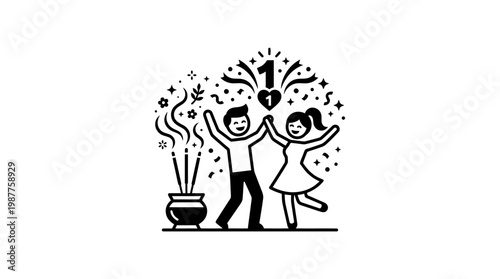 Celebrating One Year Together Anniversary Concept