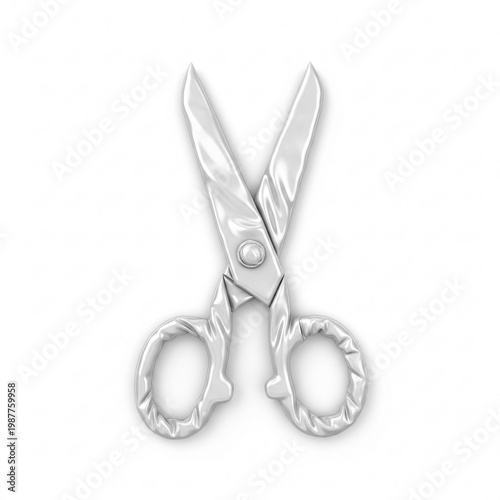 Minimal Metallic Scissors Isolated on White