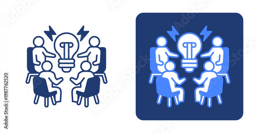 Brainstorming icon, with contrast background.