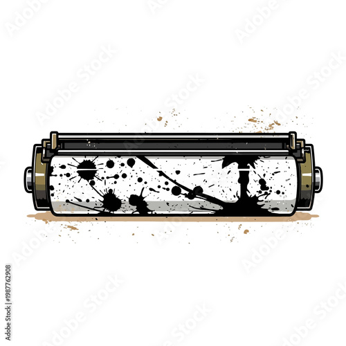 Ink splattered printer roller, illustration