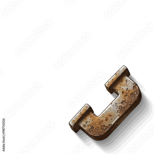 Rusty metal pipe elbow on white background