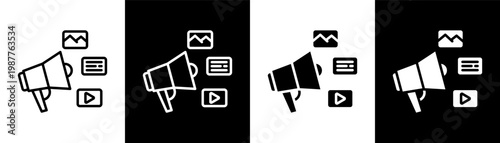 campaign white icon set design