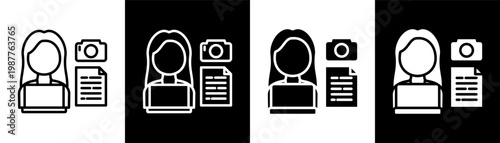 content creator white icon set design