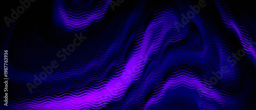 Bilde på lerret Abstract deep purple and blue ribbed glass background with fluid wave distortion