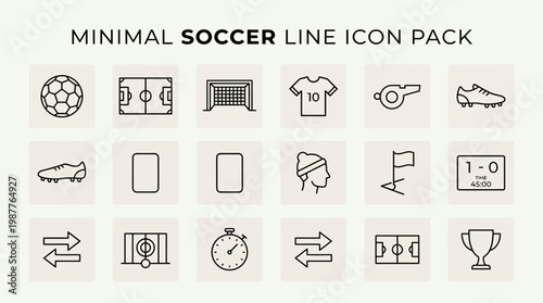 icon set soccer football symbols vector illustration for UI design