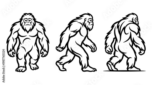 Bigfoot Silhouette Set in Various Poses
