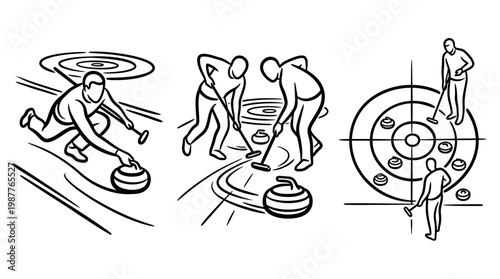Curling Action Teamwork and Strategy