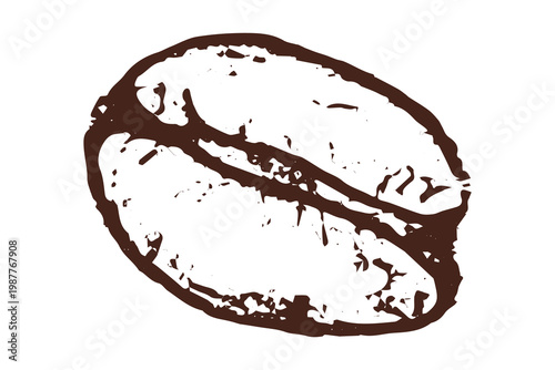 Hand drawn fresh roasted coffee bean Arabica robusta seed doodle Single element for print, web, design, decor