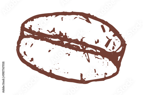 Hand drawn fresh roasted coffee bean Arabica robusta seed doodle Single element for print, web, design, decor