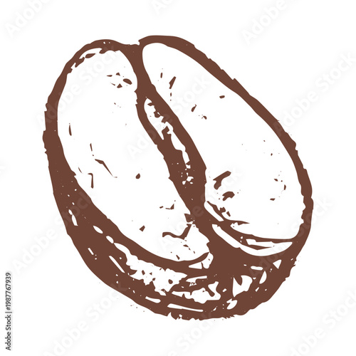 Hand drawn fresh roasted coffee bean Arabica robusta seed doodle Single element for print, web, design, decor