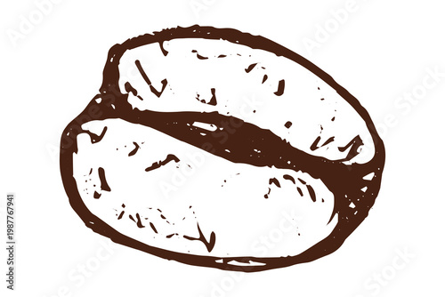 Hand drawn fresh roasted coffee bean Arabica robusta seed doodle Single element for print, web, design, decor
