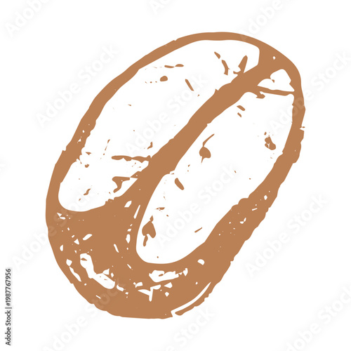 Hand drawn fresh roasted coffee bean Arabica robusta seed doodle Single element for print, web, design, decor