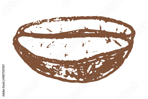 Hand drawn fresh roasted coffee bean Arabica robusta seed doodle Single element for print, web, design, decor