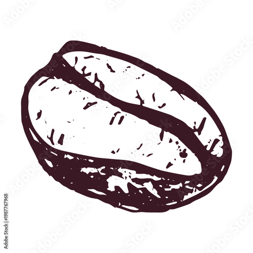 Hand drawn fresh roasted coffee bean Arabica robusta seed doodle Single element for print, web, design, decor