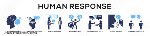 Glyphcolor - Human Response web banner icon vector illustration concept