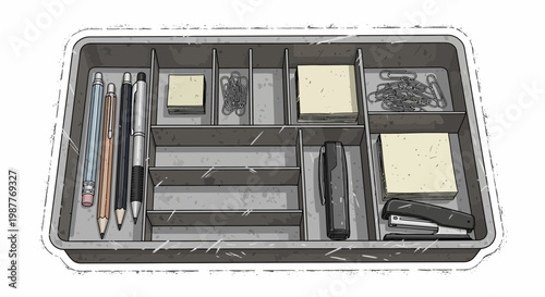 Desk Organizer with Office Supplies - Pencils, Pens, Sticky Notes, Paperclips, Stapler