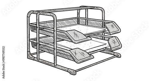 Desk organizer with three tiers for documents and papers