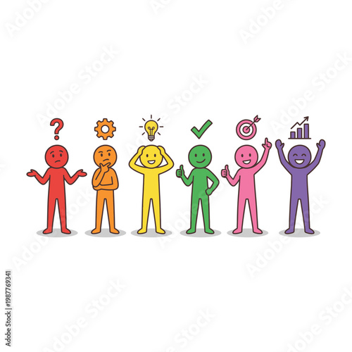 Colorful people characters emotions and thoughts