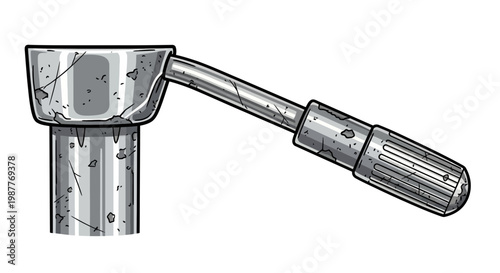 Espresso machine portafilter, metal coffee tool, isolated on white background