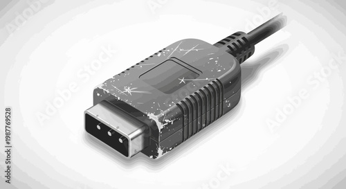 Retro video game controller connector, vintage gaming cable, old console plug