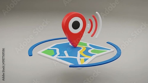 A generic location marker sits atop a colorful map, indicating a specific point of interest