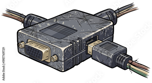 VGA HDMI adapter box with cables