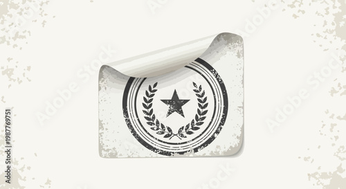 Vintage Emblem Sticker with Star and Laurel Wreath