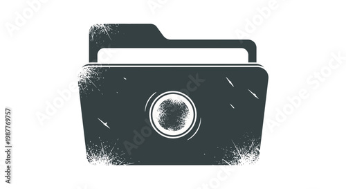 Vintage Folder Icon with Scratched Texture