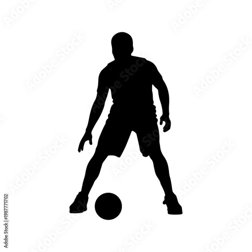 Basketball player bouncing ball in casual dribble relaxed sports motion Vector illustration