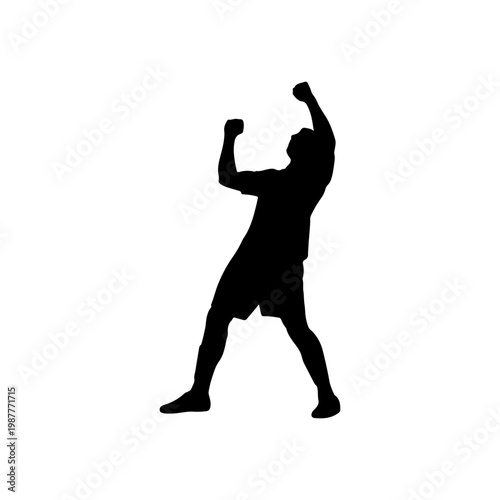 Player celebrating with clenched fists victory emotion sports moment Vector illustration