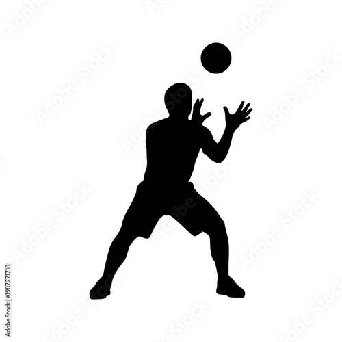 Player catching ball in ready stance focused sports action concept Vector illustration