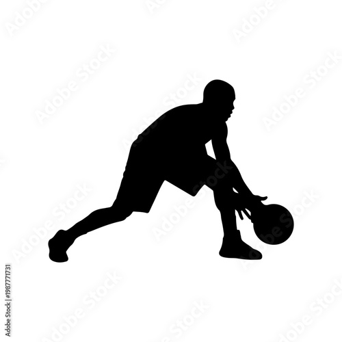 Basketball player performing crossover dribble dynamic sports movement Vector illustration